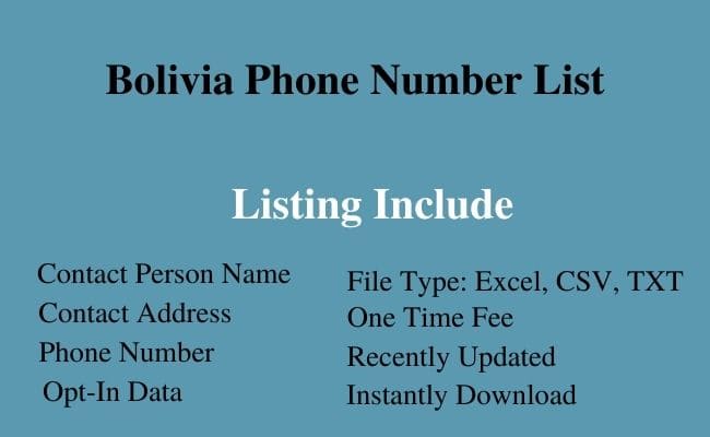 Bolivia phone number list