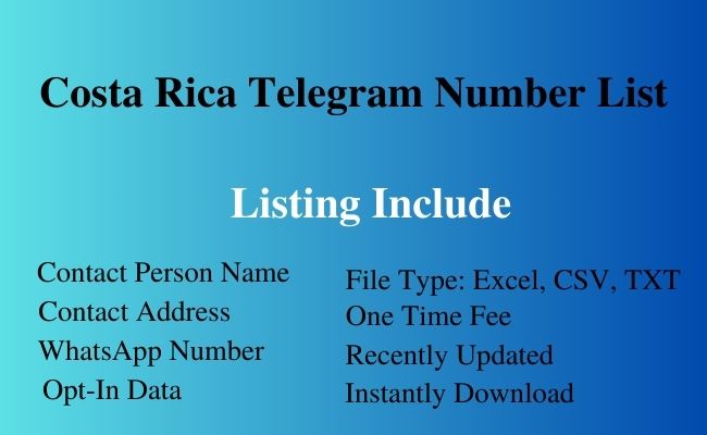 Costa Rica telegram number list