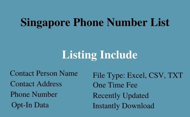 Singapore phone number list